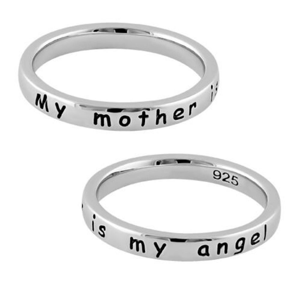 Sterling Silver My mother is my angel Ring